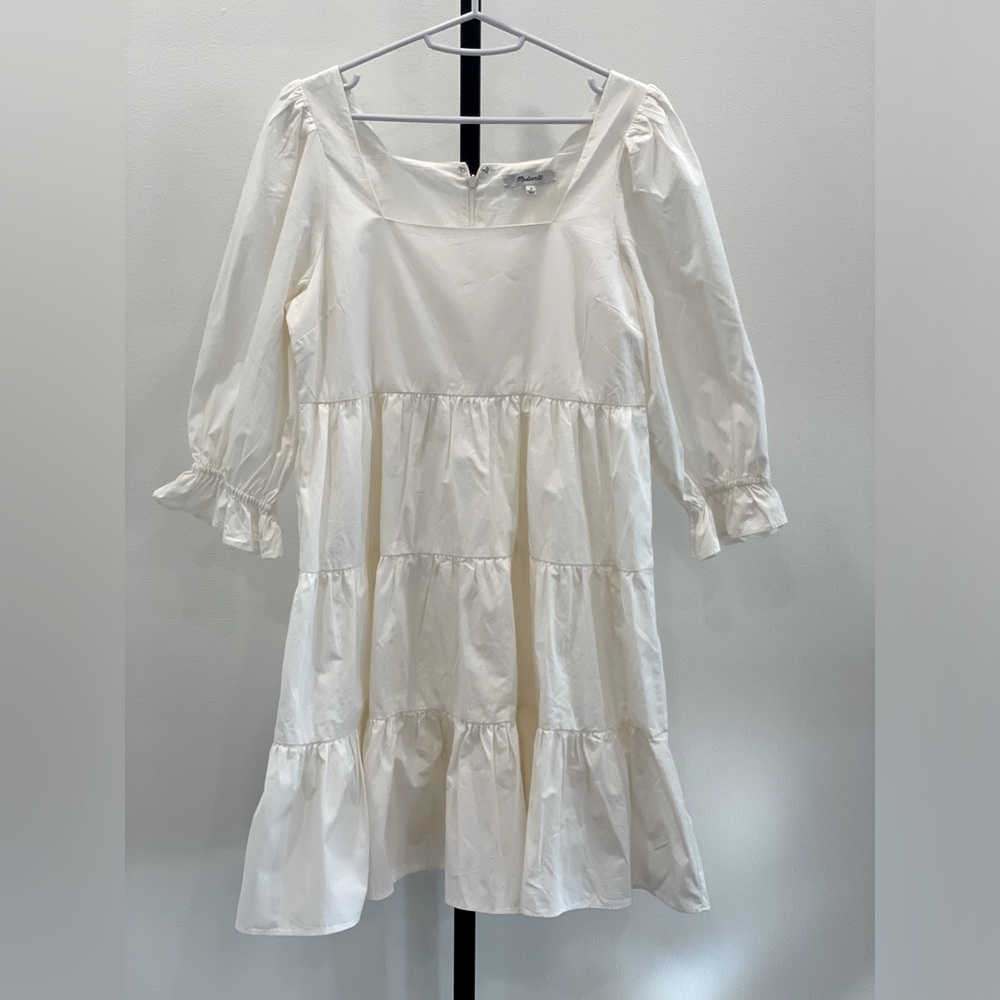Ivory 3/4 Sleeve Tiered Dress